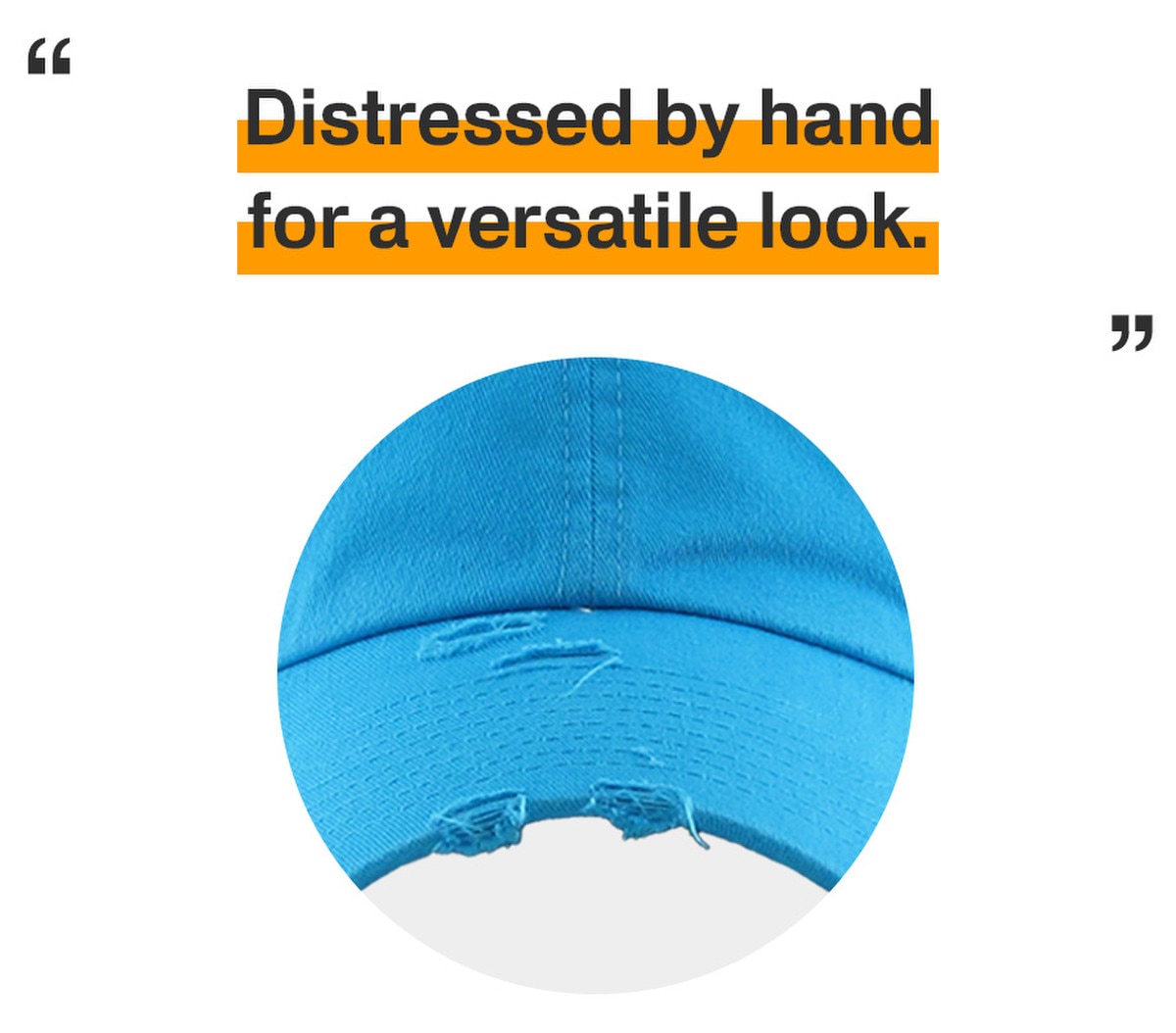 Aqua Blue Distressed Vintage Baseball Cap Front View